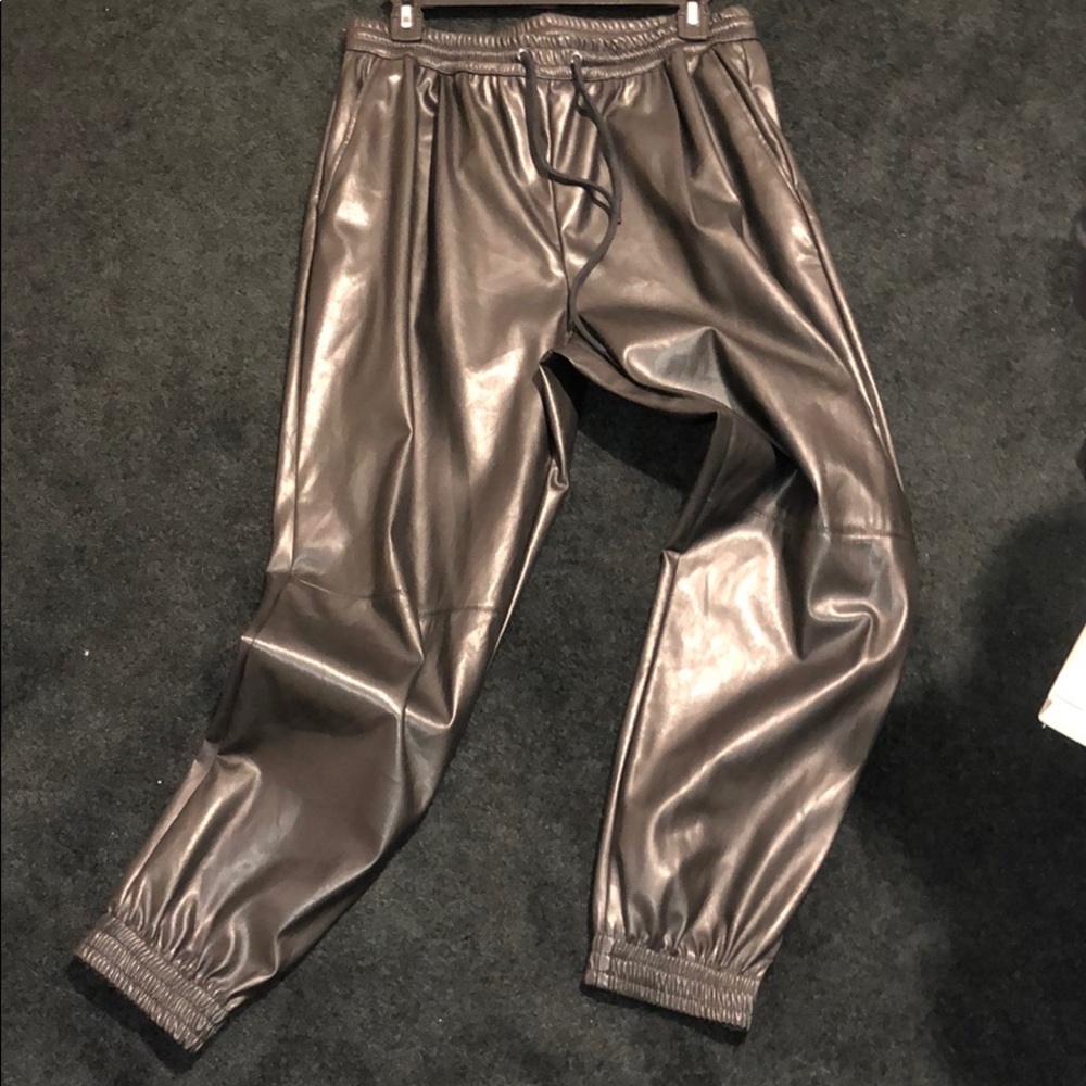 Leather joggers